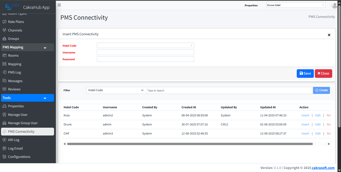 Create PMS Connectivity